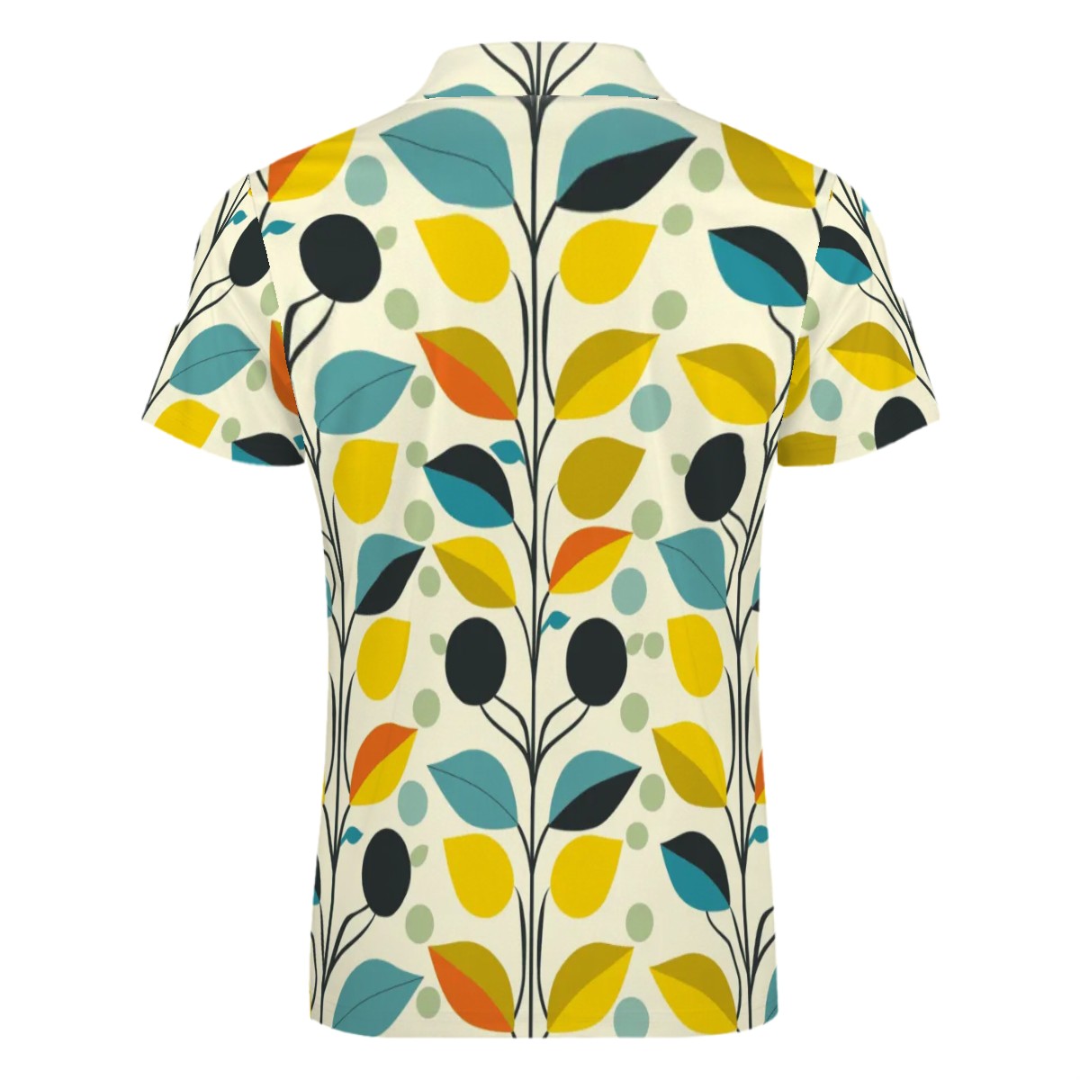 MCM Retro Polo Shirt- Mid Century Geo Design  Slim Fit Zipper Polo for men