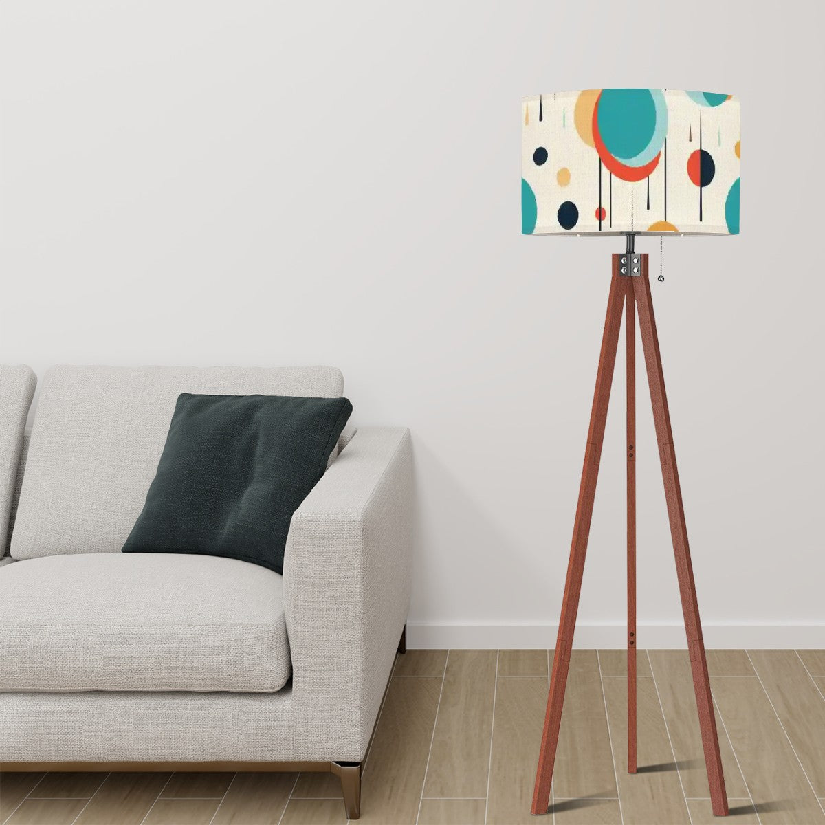 MCM Retro Mod Tripod Wood Floor Lamp