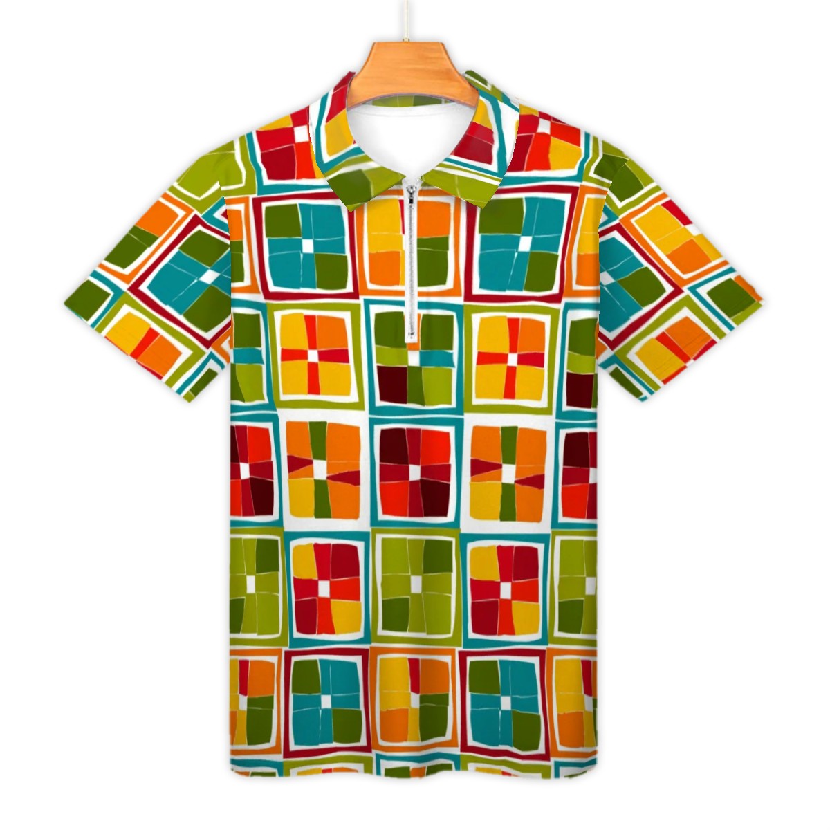 MCM Retro Polo Shirt- Atomic  Design Groovy Slim Fit Zipper Polo for men