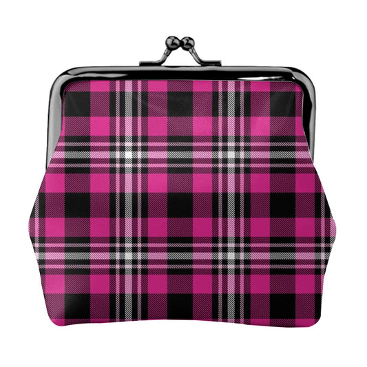 Retro Plaid MCM Coin Purse Bag - Vegan Leather Groovy Retro Change Purse