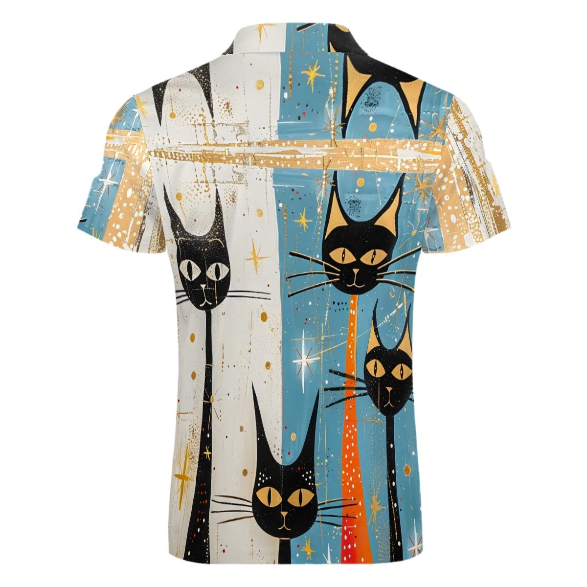 MCM Retro Polo Shirt- Mid Century MID MOD Design, Slim Fit Zipper Polo for men