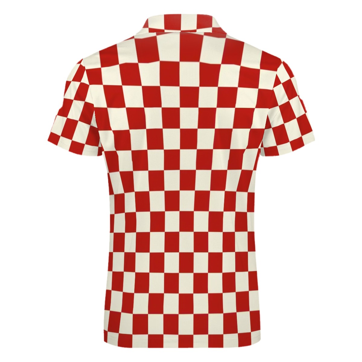 MCM Retro Polo Shirt- Mid Century Checker Design, Slim Fit Zipper Polo for men