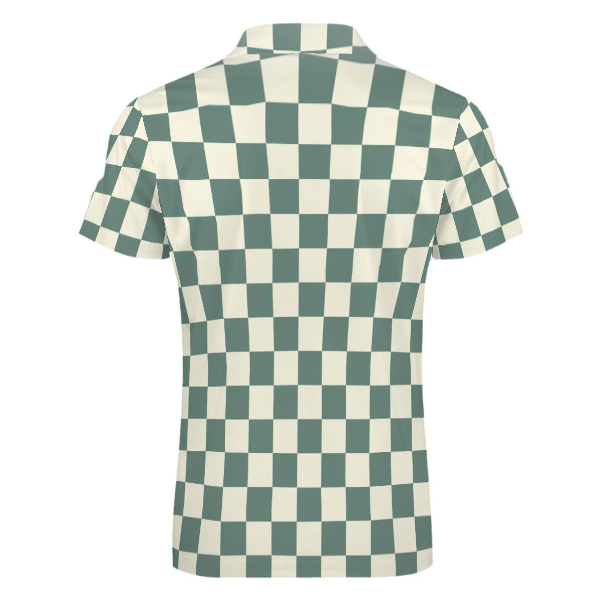 MCM Retro Polo Shirt- Mid Century Checker Design  Slim Fit Zipper Polo for men