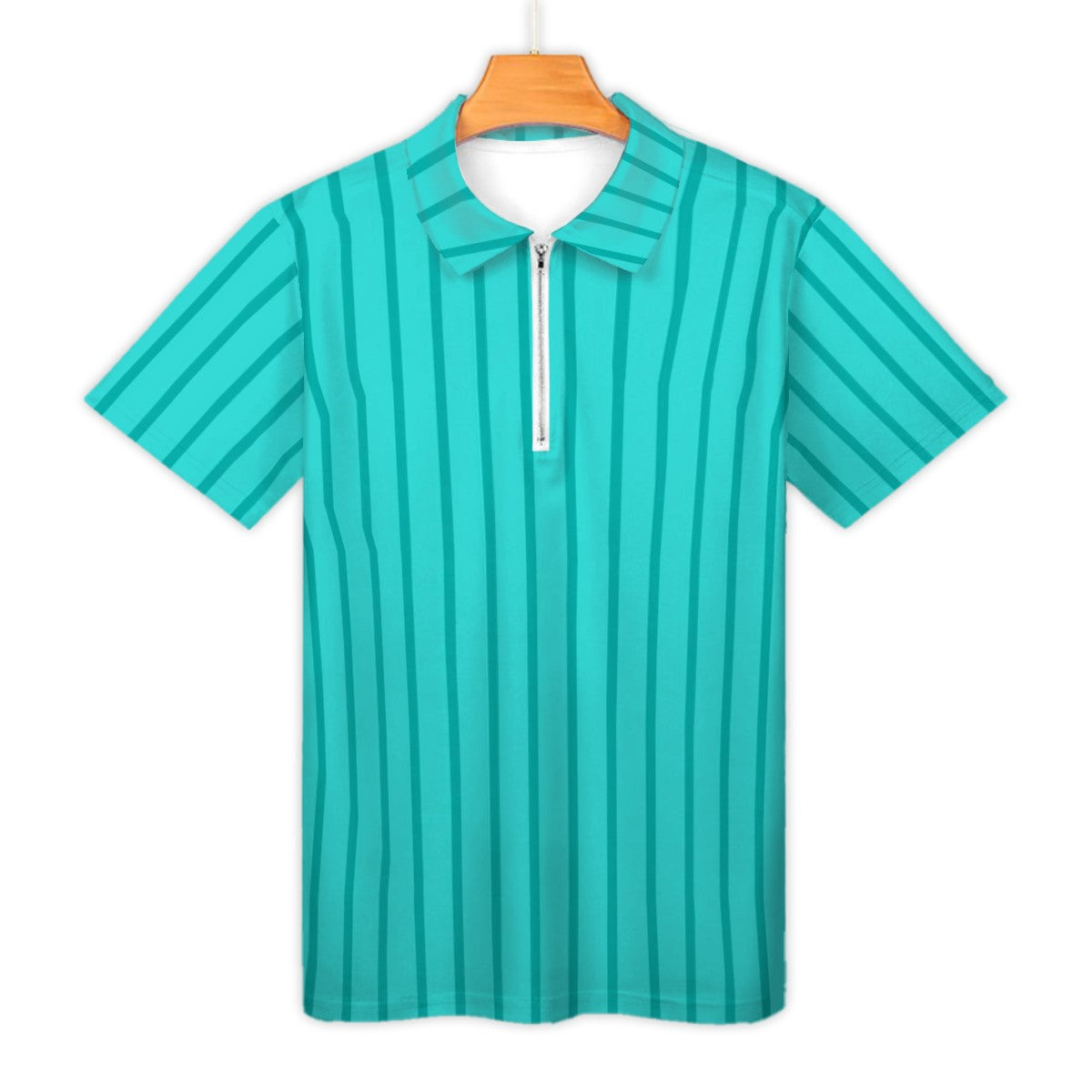 MCM Retro Polo Shirt- Mid Century Geo Design  Slim Fit Zipper Polo for men